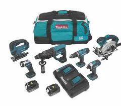 Makita Zes.Combo 18V Dlx6068Pt (Dhp453+Dtd152+Dhr202+Djv180+Dss611+Dml802) 3X5,0Ah Bag