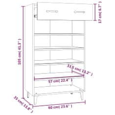 Greatstore Botník kouřový dub 60 x 35 x 105 cm kompozitní dřevo