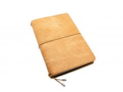 Finebook Prémiový kožený zápisník PUEBLO ve stylu Midori světle hnědý formát Moleskine S