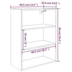 Greatstore Závěsná nástěnná skříňka kouřový dub 69,5 x 32,5 x 90 cm