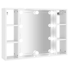Vidaxl Zrcadlová skříňka s LED bílá s vysokým leskem 76 x 15 x 55 cm