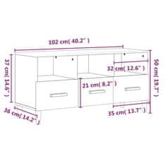 Vidaxl TV skříňka hnědý dub 102 x 36 x 50 cm kompozitní dřevo