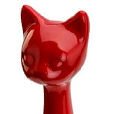 botle Figurka kočky Stojící socha 10 x 33 cm Keramický červená Dekorace Lesk Dárek Moderní