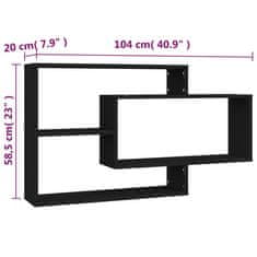 Vidaxl Nástěnné police černé 104x20x58,5 cm kompozitní dřevo
