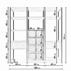 Hanah Home Otevřená šatní skříň Gardirop IV 180 cm dub