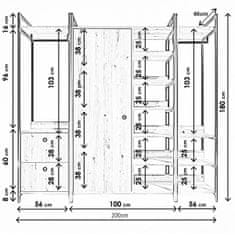 Hanah Home Šatní skříň Gardirop II 200 cm dub