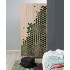 Hanah Home Šatní skříň Kikos III 90 cm dub sonoma/zelená