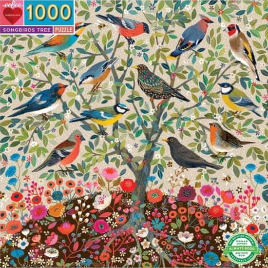 eeBoo Čtvercové puzzle Strom zpěvných ptáků 1000 dílků