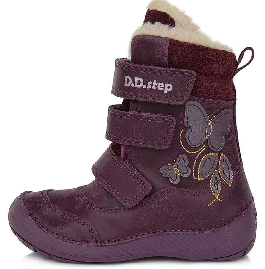 D-D-step dívčí zimní kožená kotníčková obuv W023-117 fialová 25