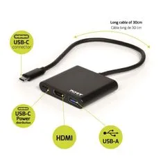 Port Designs PORT CONNECT USB-C HUB, HDMI 1X 4K + USB-A + USB-C, černý