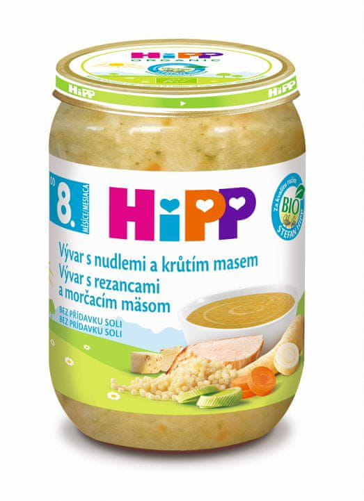 HiPP BIO Vývar s nudlemi a krůtím masem 6 x 190 g