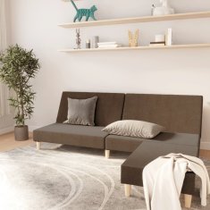 Greatstore 2místná rozkládací pohovka s podnožkou hnědá textil