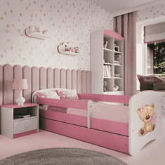 Kocot kids Postel Babydreams méďa s kytičkami růžová, varianta 80x180, se šuplíky, bez matrace