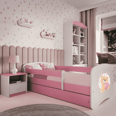 Kocot kids Postel Babydreams medvídek s motýlky růžová, varianta 80x160, bez šuplíků, s matrací