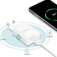 DUDAO nabíječka EU USB 5V / 2,4A QC3.0 Quick Charge 3.0 + kabel micro USB - Bílá KP14082