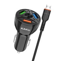 Kaku Nabíječka do auta 20W 4,8A QC3.0 3xUSB + kabel micro USB KAKU Tříportová rychlonabíjení 3.0 Nabíječka do auta s kabelem Micro USB (KSC-493) černá