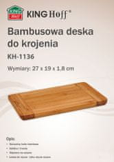 KINGHoff Prkénko na krájení 27 X 19 cm Bambus Kh-1136