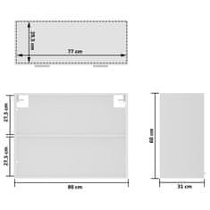 Vidaxl Horní skříňka prosklená bílá 80 x 31 x 60 cm dřevotříska