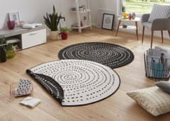 NORTHRUGS Kusový koberec Twin-Wendeteppiche 103109 schwarz creme kruh – na ven i na doma 200x200 (průměr) kruh