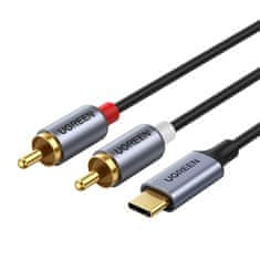 shumee Audio kabel USB-C samec - 2RCA samec 1,5m šedý