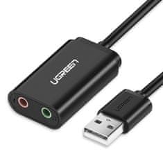 shumee Hudební adaptér externí zvukové karty USB - 3,5mm mini jack kabel 15cm černý