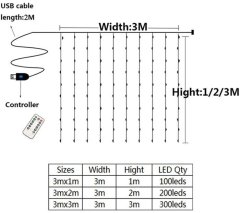 HADEX Vánoční osvětlení do oken- 200x LED, bílý, rozměr 3x2m