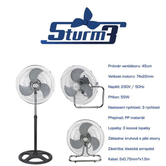 Šturm Cirkulační ventilátor 3v1, průměr 45cm