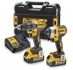 DeWalt 18V kombinovaná sada Šroubovák Dcd791 + Šroubovák Dcf887 2 X 5,0Ah + Přepravní kufr Tstak Dck268P2T