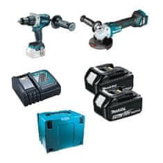 Makita Zes.Combo 18V Dlx2255Tj (Dga513+Ddf481) 2X5,0Ah +B-51655 +B-45288 +B-45185