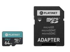 Platinet Paměťová karta Platinet microSDHC 64GB + adaptér