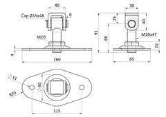 Závěs s oválnou deskou, M20