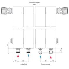 Lipovica Hliníkový radiátor PLANO - 700 - 4 články, spodní připojení PLUS, levé, přímé, výkon 588 Wattů
