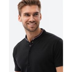 OMBRE Pánská košile s krátkým rukávem GIDEON černá MDN120115 S