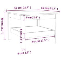 Greatstore Konferenční stolek 55 x 55 x 40 cm masivní borové dřevo