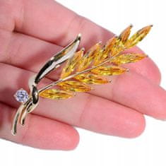 Pinets® Brož zlatý klas pšenice s kubickou zirkonií