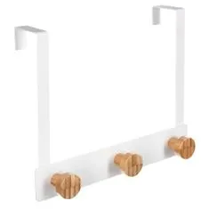 Northix Door Hanger, White / Bamboo - 3 Hooks 