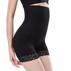 Northix Shapewear šortky, vysoký pas, krajka – černá – XL/XXL 