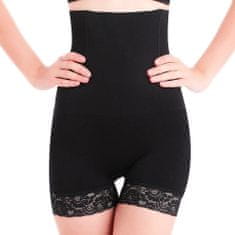 Northix Shapewear šortky, vysoký pas, krajka – černá – XL/XXL 