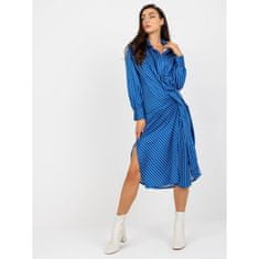 Factoryprice Dámské šaty z imitace saténu pruhované košilové midi ADA tmavě modré EM-SK-TLL3734.97_390436 onesize