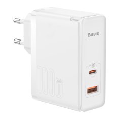 BASEUS GaN5 Pro síťová nabíječka USB / USB-C 100W QC PD, bíla