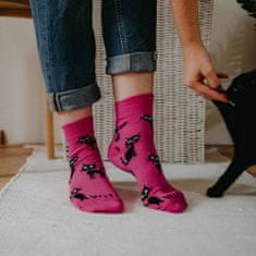 WiTSocks Veselé Ponožky Kočka magenta, 35-38