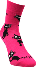 WiTSocks Veselé Ponožky Kočka magenta, 35-38