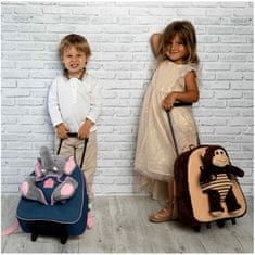 Perletti BE MY FRIEND, Dětský denimový batoh na kolečkách s odnímatelnou hračkou DINOSAUR, 13049