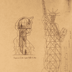 Tie Ler  Plakát úžasné stavby, Pařížská Socha svobody, č.209, 50.5 x 36 cm 