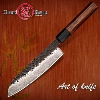 GRAND SHARP  Kuchyňský Santoku nůž 7" Grand Sharp TOKUŠIMA ručně kovaný