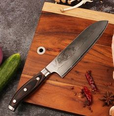 Sunnecko  Kuchyňský Santoku nůž 7" Sunnecko 73 vrstev damaškové oceli 