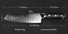 Sunnecko  Kuchyňský Santoku nůž 7" Sunnecko 73 vrstev damaškové oceli 