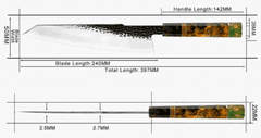 GRAND SHARP  Nůž Kiritsuke 9.5" GRAND SHARP z japonské nerezové oceli AUS 10 