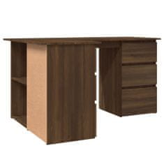 Vidaxl Rohový psací stůl hnědý dub 145 x 100 x 76 cm kompozitní dřevo