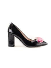 Amiatex Moderní dámské lodičky černé na širokém podpatku + Ponožky Gatta Calzino Strech, černé, 38